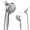 PDPBath High Pressure 6-Setting Handheld Shower Head, Magnetic Shower Head with Handheld Spray, Removable Shower Head with Magnetic Guidance Docking System, 60'' Stainless Steel Hose, Chrome