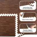 Foam Floor Tiles - 24sqft Wood Grain Interlocking Foam Tiles with Border - Soft Play Mat Playroom or Gym Flooring for Home Gym by Stalwart (Dark)