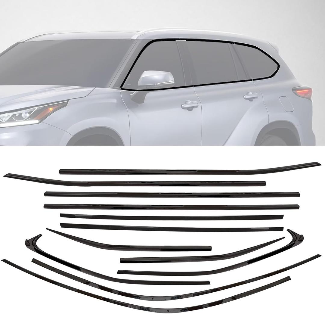 Black Window Trim for Toyota Highlander 2020-2026 Chrome Delete Blackout