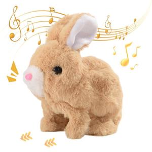 Jorlzeut My Realistic Bunny Toy,Bunny Realistic Bunny,Can Jump Can Talk(Brown)