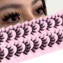 False Eyelashes Manga Lashes 10 Pairs False Eyelashes Japanese Style D Anime Lashes Natural Cosplay Lashes Natural Look 15 MM Wispy Faux Mink Lashes Full Strip Doll Lashes by FANXITON