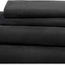 3 Piece Twin Sheets Set | Twin Bed Sheets Set Light Weight, Soft Breathable Sheets | Brushed Cotton Rich Blend | Secure-Fit, Wrinkle Resistant, Durable, Easy Care Bed Sheets | Comfy Sheets | Black