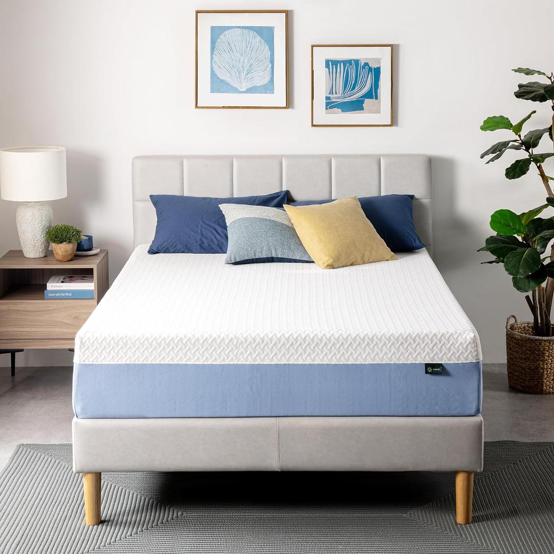 ZINUS 12 Inch Queen Cooling Essential Memory Foam Mattress [NewVersion], Fiberglass Free, Medium Feel, Breathable Cooling Layers, Certified Safe Materials (White)