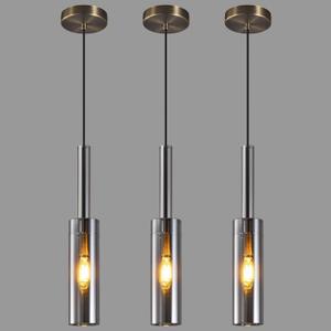 Crystal Pendant Light, Modern Kitchen Light Fixtures Mini Pendant Lights Industrial Pendant Lighting for Kitchen Island Dining Room Bedroom Entryway, Smoky Gray(3 Pack)