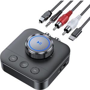 Bluetooth 5.3 Receiver for Home Stereo, RCA Bluetooth Adapter for 3D Surround, Support Optical, AUX 3.5mm, RCA Receiver Adapter for Speakers, Music Streaming Stereo System