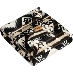 Wrangler - Sherpa Throw Blanket for Couch 50x60, Ultra Soft Plush Fleece Blanket, Americana Decor, Lightweight Warm Cozy Throw, Perfect for Sofa, Bed, Living Room (Jesse Brown)