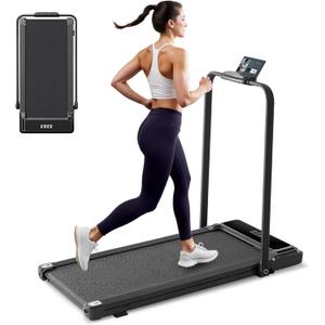 Walking Pad Under Desk Treadmill, Portable Compact Electric Walking Treadmill with Foldable Handle Bar, Quiet Fitness Machine with Remote Control & LED Display for Home Office, Black