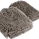 Amazon Basics Absorbent Microfiber Car Wash Drying Mitts, 2 Pack, Gray, 10.44" L x 9.06" W