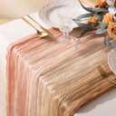 Vitalizart Cheesecloth Table Runner 10ft Gauze Boho Rustic Pink Nude White Cheese Cloth Table Runner for Wedding Bridal Shower Fall Thanskgiving Decoration 120 Inches