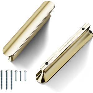 Cobbe Elite 10 Pack Luxurious Brushed Gold Cabinet Pulls, 3 Inch Hole Center, Handles for Kitchen Bathroom Cabinets & Drawers (3" hole center spacing, Gold 10 Pack)