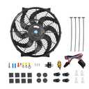 12" Electric Radiator Cooling Fan Thermostat Wiring Switch Relay Kit, 12V Cooling Radiator Fan with 120W 1000 CFM Slim High Performance Universal (Black)