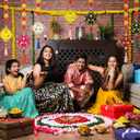 5 Pcs Diwali Marigold Garland Decoration Artificial Marigold Flowers Bulk Faux Flower Garland Hanging Kite Indian Decor for Diwali Wedding Christmas Anniversary Celebration Birthday