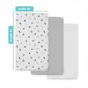 American Baby Company 3 Pack Printed 100% Cotton Jersey Knit Fitted Crib Sheet for Standard Crib and Toddler Mattresses, Alphabet/Gray/White, for Boys and Girls |  28 inches x 52 inches x 9 inches