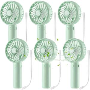 Tujoe 6 Pcs Mini Powerful Handheld Fan 3 Speed Personal Small Portable Rechargeable Fan with Base USB for Women Eyelash Makeup Office Travel Beach Indoor Outdoor (Sage Green)