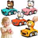 Press to Go Car Toys for Toddlers 1-3, Animal Baby Car Toys,Gifts for One Year Old Boys,Infant Play Vehicle Set for 6-9-12-18 Months,1st Birthday Valentine's Day Gift for 1-2 Years Old Boy Girl
