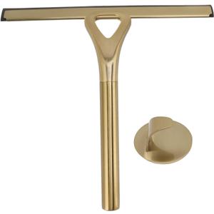 8.9x8.7inch Gold Stainless Steel Shower Squeegee Window Squeegee with Hanging Hook Glass Wiper Squeegeer Cleaning Tool for Clean Ceramic Tile,Shower Door, Mirror,Window,Car Glass,Table Top