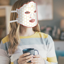 Yahi Red Light Photon Facial & Neck Mask with Remote Control, 7 Custom Modes with Infrared, Portable & Rechargeable with Timer for Home Use, 175 High-Density Light Beads, White