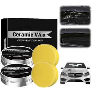 Titanium Ceramic Wax Cream for Cars,Advanced Car Coating & Polishing Wax,Strong Protection & Long-Lasting Shine,Waterless Ceramic Spray Wax,Safe for All Paint,Includes Microfiber Sponge (2 PCS)