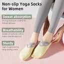 Marsolina Yoga Pilates Grip Socks for Women-Non Slip Grip & Straps for Training, Home, Hospital, Barefoot-Morandi Yellow