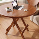 Dining Table 35" Round Modern Kitchen Table Rustic Mid-Century Farmhouse Foldable Table with Base Brown Circle Compact Small Dining Table for Small Place