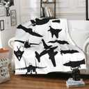 Jet Fighter Airplane Soft Throw Blanket All Season Microplush Thick Warm Blankets Tufted Fuzzy Flannel Throws Blanket for Bed Sofa Couch 60"x50"