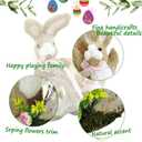 Naturevibe 9.6 Inches Sisal Easter Bunny Decor with Slide,Straw Easter Decorations Bunny Figurine Mom and Baby as Spring Home Decor,Table Centerpieces, Holiday Mantel Decorations or Springtime Gifts
