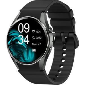 Smart Watch (Make/Answer Calls), 1.26" HD Smart Watches for Men/Women with Sleep/Heart Rate/SpO2 Monitor/120+ Sport Modes, Waterproof Fitness Tracker Watch, Smartwatch for iPhone/Samsung/Android, Gift (Black-Black)