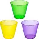 Party Essentials Hard Plastic 50 Count Party Cups/Tumblers, 9-Ounce, Mardi Gras Mix