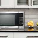 Emerson 1.2 Cu. Ft. Microwave Oven with Inverter, Timer & LED Display, 1000W, 10 Power Levels, 8 Pre-Programmed Settings, Removable Glass Turntable with Child Safe Lock, MWI1212SS, Stainless Steel