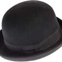 Black Bowler Derby Hat Short Rolled Brim Fedora Hat for Men and Women(S/M)