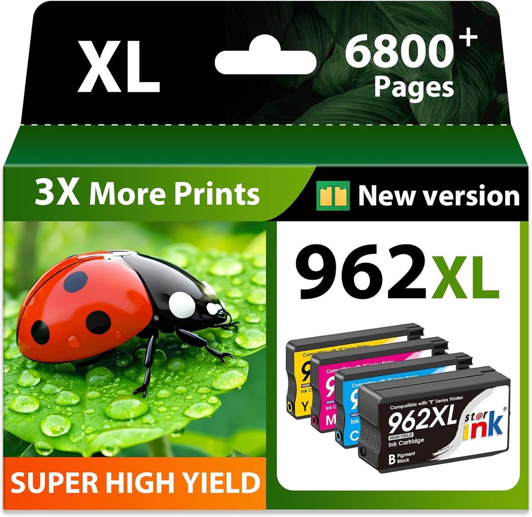 Starink Compatible 962XL Ink Cartridges Combo Pack, Replacement for HP 962XL Ink, Replacement for HP 962 Ink, Compatible with HP OfficeJet Pro 9010 9015 9018 9020 9025 Printers, 4 Pack, Latest Chip