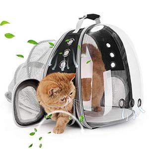 Lollimeow Cat Carrier Backpack, Bubble Expandable Backpack Carrier, Pets and Small Dogs,Airline-Approved, Designed for Travel, Hiking, Walking & Outdoor Use (Back Expandable-Black)