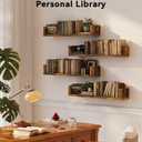 Floating Bookshelves for Wall - Wall Mounted Bookshelf Set of 4, U-Shaped Hanging Bookshelf for Bedroom, Living Room & Office, Wall Book Shelf for Home Decor & Storage (4, Rustic Brown, 23.63 Inches)