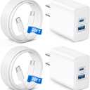 iPhone 17 Charger, 2-Pack 45W Fast Charging Dual Port Type C Power Adapter, USB C Charger Block for iPhone 17/17 Pro/17 Pro Max/Air/16/15 Pro Max/Plus, iPad, with Long 10FT USB-C Cable Cord (White)