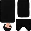 Bathroom Rug Set of 3, Soft Coral Fleece Foam Bath Mats, Non-Slip Absorbent Bath Rugs, Super Soft Area Rugs for Bathroom, Toilet, Kitchen, Shower