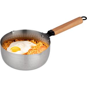 Yukihira Saucepan,Yukihira Pot, 1.7 Quart Stainless Steel Saucepan Pan Japanese Milk Pot with Wood Handle