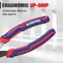 WORKPRO 8 Slip Joint Pliers Tool, Large Soft Grip,Rust Prevention Finish, 3-Zone Serrated Jaw Forged from High Carbon Steel for Maximum Grip