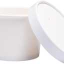 Paper Ice Cream Cups With Paper Lids, Paper Hot/Cold Soup Cups With Lids (White) (40, 8 Oz)