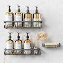 Deyhoc Shower Caddy, 3 Pack Shower Shelves for Inside Bathroom, Rustproof Adhesive Bathroom Organizer with Soap Holder, No Drilling Washroom Organizers and Storage for Bathtub Room/Kitchen/Home, Grey