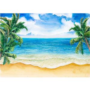 Tropical Beach Backdrop for Photography Summer Photo Background, Ladvis 82.7"x59" Watercolor Hawaii Luau Aloha Theme Party Decorations Birthday Baby Shower Wedding Decor Banner Studio Photoshoot Prop (Blue)