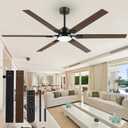 72 Inch Ceiling Fan with Light and Remote, Large Industrial Farmhouse Fan for High Ceiling, 6 Reversible Blades DC Motor, 3-Color LED Lights, 6-Speed Quiet for Garage Shop Patio -Black/Walnut