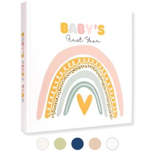Lamare Baby Memory Book  Babys First Year Keepsake Journal, Baby Milestone Book, & Baby Scrapbook (Rainbow)