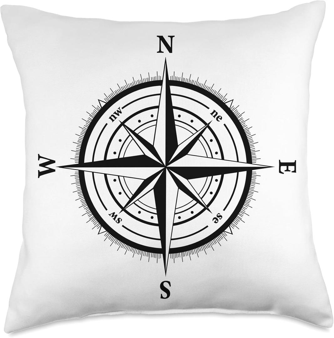 Nautical Compass Throw Pillow (18x18)