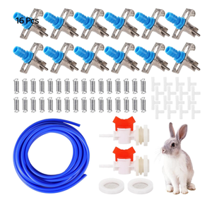 OMISTAR Automatic Rabbit Watering Kit - Including 5/16" Hose, 16 PCS Nipple Drinkers, Barb Fittings to G1/2" Thread Connectors, T-Fittings, Springs, and Gaskets, Automatic Rabbit Watering System