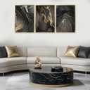 Kyiyhzp 3Pcs Abstract Black Gold Wall Art Modern Minimalist Wall Decor Prints Black gold grey pictures Marble painting artwork for Living Room Bedroom Office Home Decoration 16x24in Poster