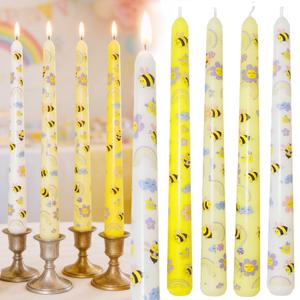 2 x 10 Inch Bee Taper Candles Long Tapered Candlesticks for Baby Shower Bee Themed Party Supplies What Will It Bee Gender Reveal Decorations