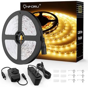Onforu LED Strip Lights Warm White,32.8ft Dimmable 3000k Led Lights for Bedroom,Soft White Rope Light,2835 LEDs 12V Flexible Strip Tape Easter Lighting for Under Cabinet,Home,Kitchen,Bedroom,Christmas