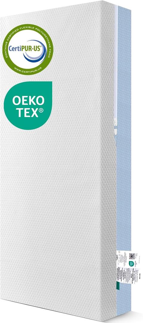 Mini Crib Mattress 38" L x 24" W, Dual-Sided Premium Foam Mattress with Removable and Washable Cover, Waterproof Sleep Surface, Fits Mini Size & Portable Crib
