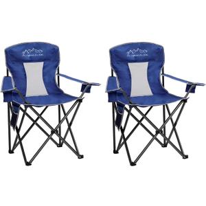 Outdoor Folding Camping Chair with Cup Holder, Storage Bag, Large Anti-Sink Feet, 400lbs Capacity, 2 Pack Breathable Mesh Portable Chair for Camping, Beach, Fishing, Sports, Blue