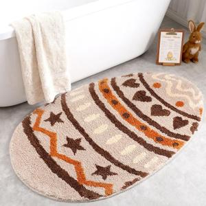 Dunzy Easter Bathroom Rug 20 x 30 Inch Easter Egg Rug Bath Mat Vintage Spring Bathroom Decor Soft and Absorbent Non Slip Cute Bath Mat for Bedroom Living Room Outdoor Home Party Decor